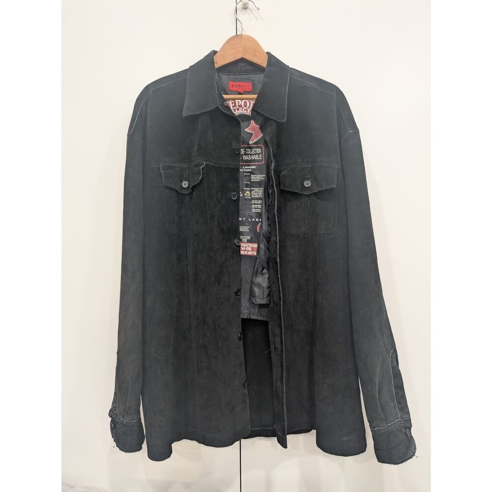 Report Collection Men’s 2XL Black Chamois Suede Jacket Washable Leather Shacket